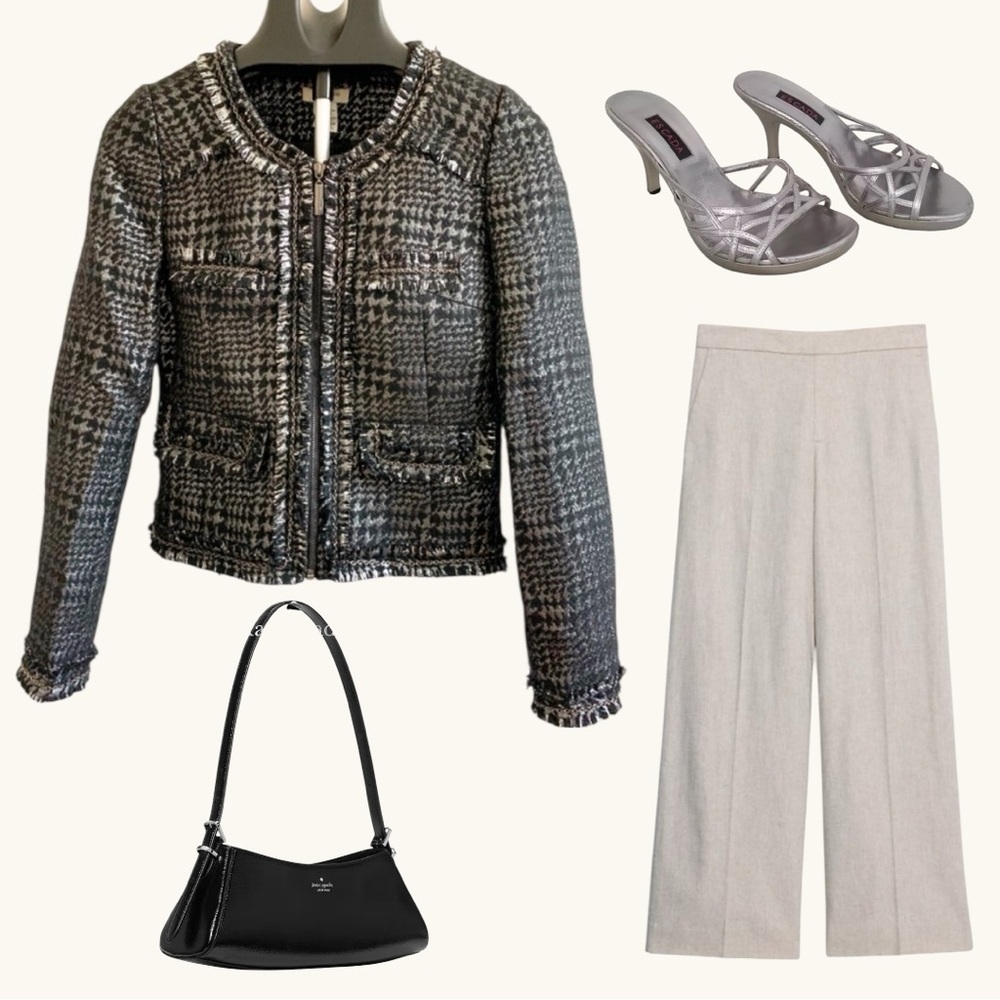 🛍️ Vertigo Paris Metallic Houndstooth Tweed Jacket XS